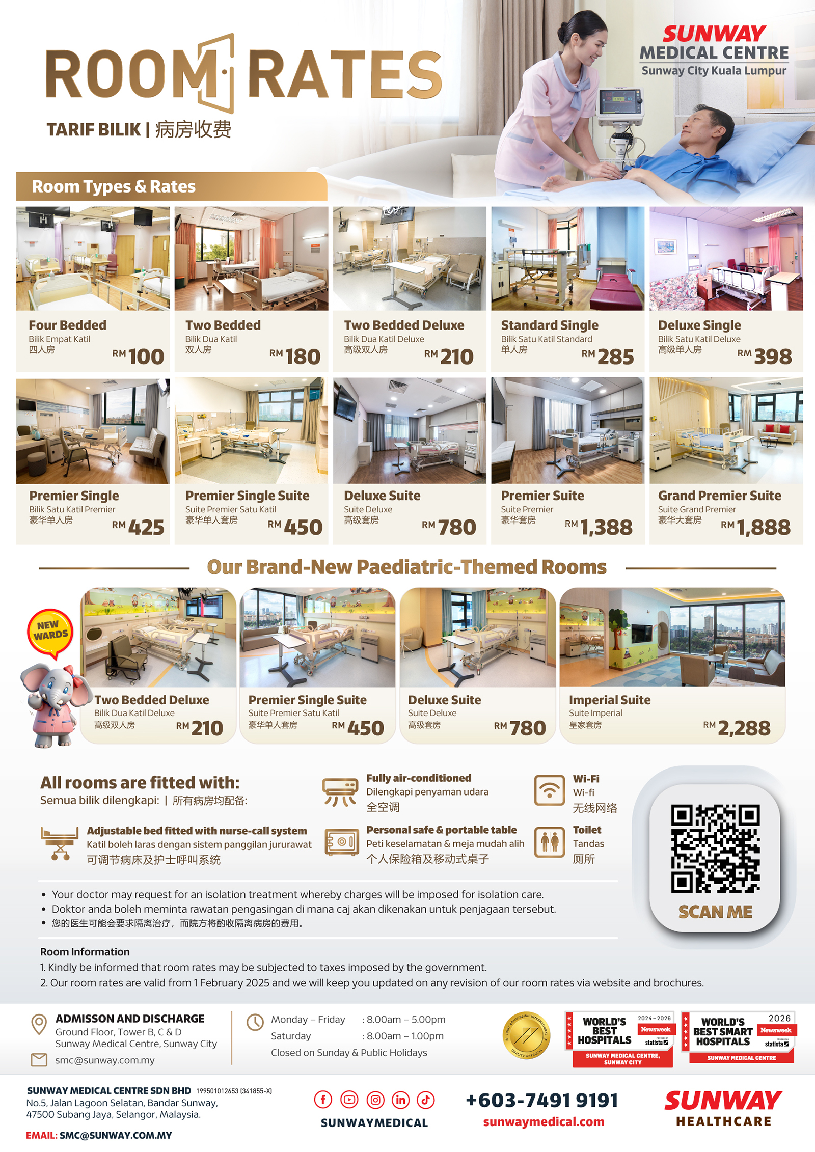 Sunway Paediatric Wards Room Rates